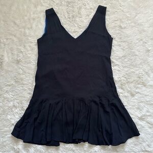 Animale Dress Sleeveless Mini Ruffle Hem V-neck Black Size 40 / M